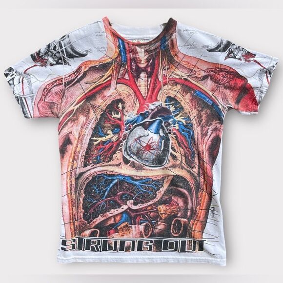 Strung Out American Punk Metal Rock Band Merch Graphic T-Shirt in White sz Small - Picture 1 of 6